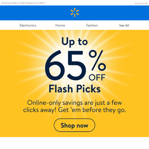 Unlock up to 65% off Flash Picks 🔓