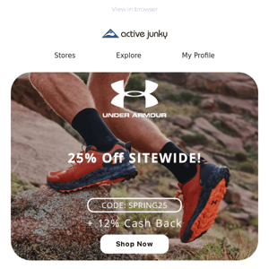 Spring into Savings & Earn Up to 12% Cash Back at Under Armour, Reebok, Moosejaw & more