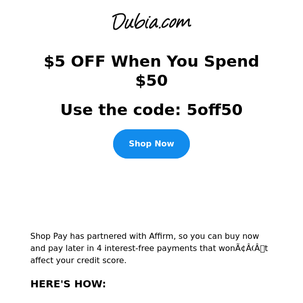 $5 Off When You Spend $50!