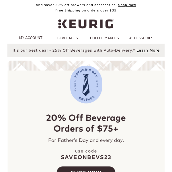 Cheers to you - Save 20% on beverage orders $75+