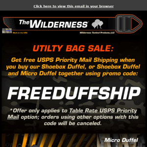 Wilderness Tactical: Free Shipping on Handy Small Duffels