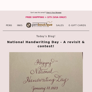 MONDAY READ and CONTEST for National Handwriting Day