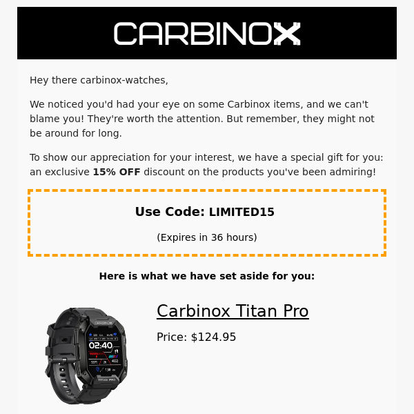 A special gift for you: Discount on your Carbinox favorites! 🎁