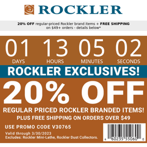 Ends Tomorrow—20% OFF 1000s Of Rockler Innovations!