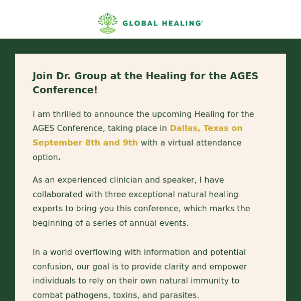 Join Me at Healing for the AGES Conference