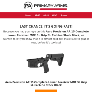 ⚡ It’s almost gone! See if Aero Precision AR 15 Complete Lower Receiver MOE SL Grip SL Carbine Stock Black is available ⚡