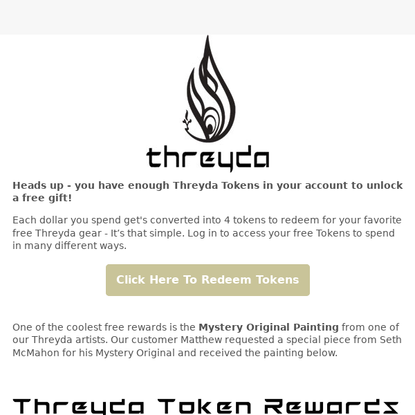 You have Threyda Tokens waiting