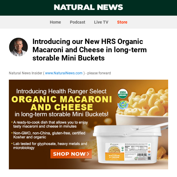 Introducing our New HRS Organic Macaroni and Cheese in long-term storable Mini Buckets