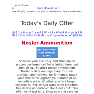 Load Up & Save! 20% Off ALL In-Stock Nosler Ammunition!