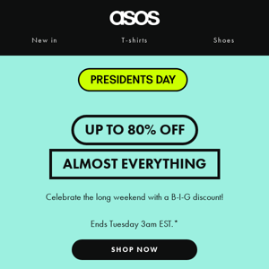 Up to 80% off almost everything 😇