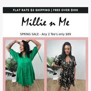 New Arrivals and Spring Sale any 2 Tee's only $89 at Millie n Me
