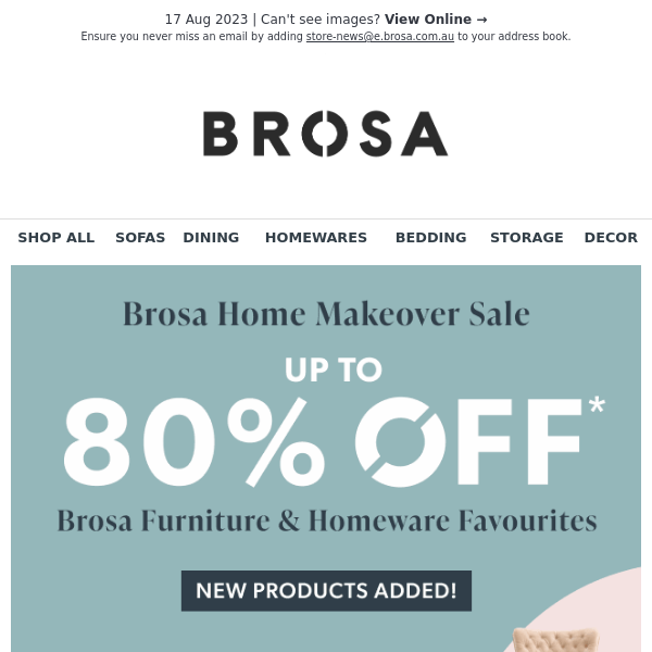 New Products Added to the Brosa Home Makeover Sale!