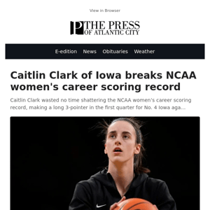 Caitlin Clark of Iowa breaks NCAA women's career scoring record
