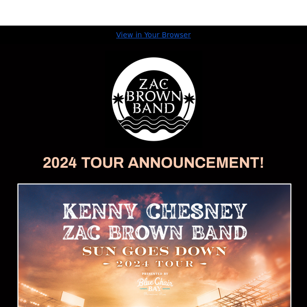 Announcing Sun Goes Down 2024 Tour with Kenny Chesney 🌅