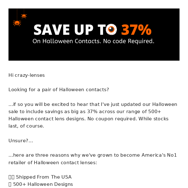 RE: Up To 37% Off America's No1 Halloween... 🎃