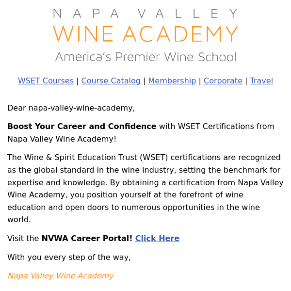 The NVWA Career Portal - Powered by WineJobs.com and Updated Hourly!