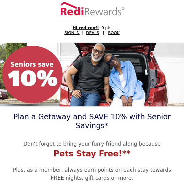 Red Roof, it's time for a Road Trip with Senior Deals