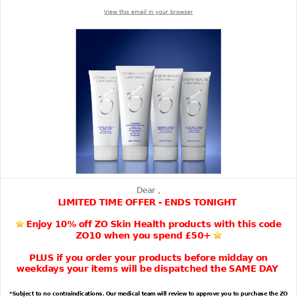 10% off ZO Products Ends Tonight