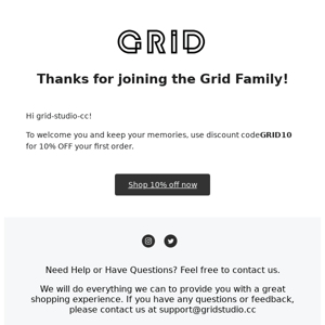 Thanks for joining the Grid Family!