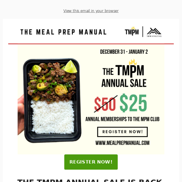 2024 is the year of Meal Prep: Annual Memberships are only $25! 