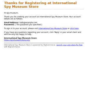 Thanks for Registering at International Spy Museum Store