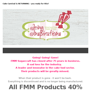 Going, going, GONE!  FMM Products 40% Off While They Last!