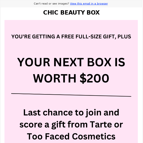 Reminder: CHIC BEAUTY sent you a gift
