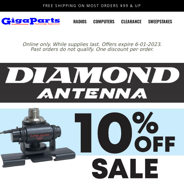 Boost Your Signal Strength with Diamond Antennas - Get 10% Off Today! --GigaParts