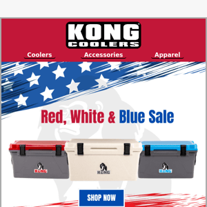 Shop KONG 50 & 70's Red White and Blue Sale!