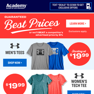 Men’s + Women’s Under Armour Tees, Starting at $19.99