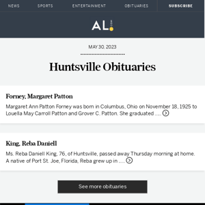 Huntsville obituaries for May 30, 2023