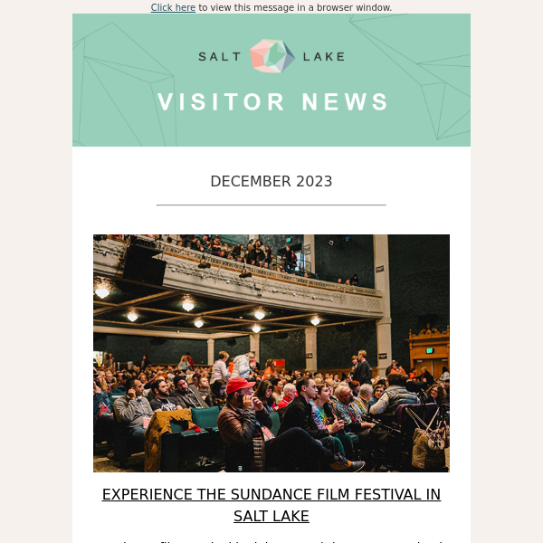 Sundance Film Festival, Newest Restaurants, and more