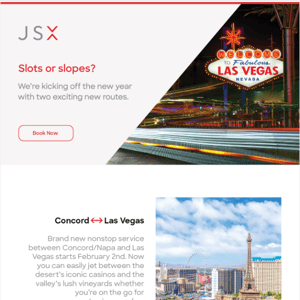 New! Fly Austin to Gunnison and Concord to Las Vegas.