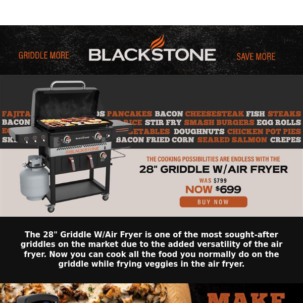 Weekly Recipes + 28" Griddle W/Air Fryer - Blackstone Products