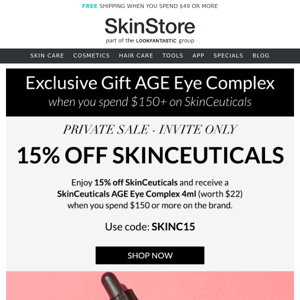 Enjoy 15% off SkinCeuticals event!