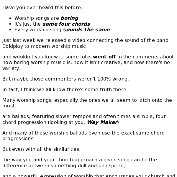 Fixing Boring Worship Progressions