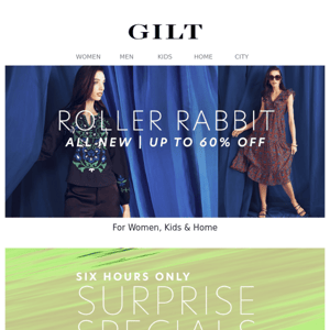 Up to 60% Off All-New Roller Rabbit | 6-Hour Surprise Specials