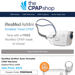 Hot Deal Alert! Free AirFit Mask with ResMed AirMini Purchase—Coupon Inside