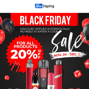 Black Friday: 20% Sitewide! Discount Automatically Apply!