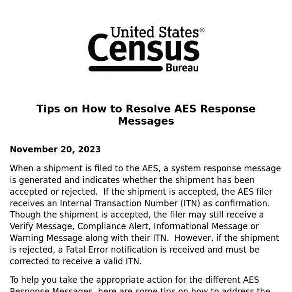 Tips on How to Resolve AES Response Messages