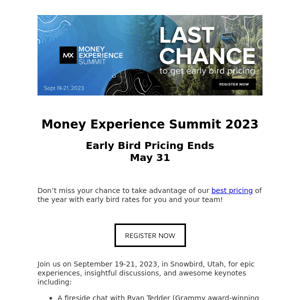 Last Chance for Early Bird Pricing to MXS 2023