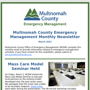 Multnomah County Emergency Management Newsletter | March 2023