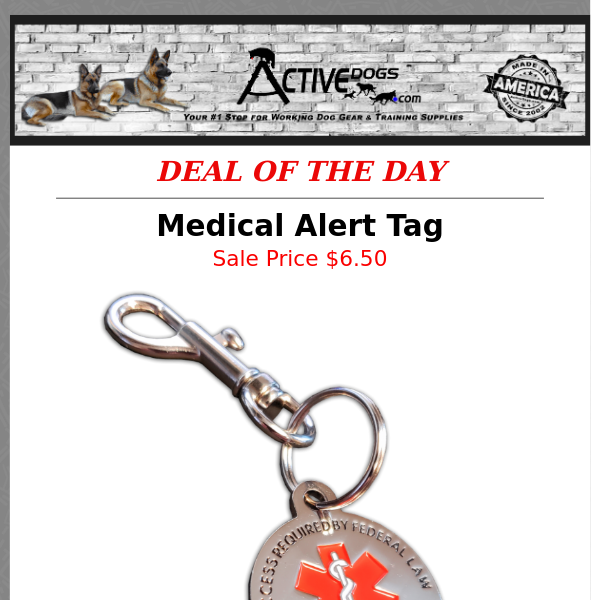 Daily Deal - Medical Alert Tag - HALF OFF