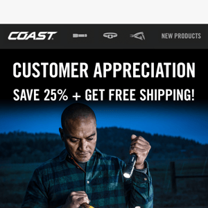 Customer Appreciation: 25% Savings + Free Shipping