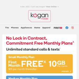 FREE First Month on our Monthly Prepaid Plans!ˣ