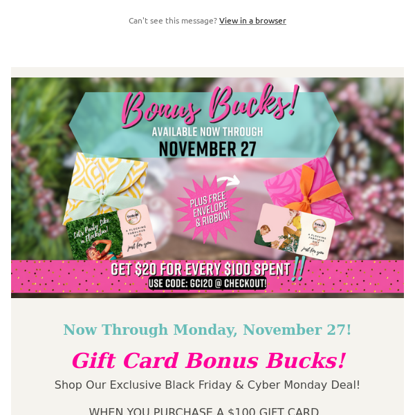 💰Bonus Bucks Are Back! Shop Our Black Friday & Cyber Monday Deal! + Thanksgiving Eve Bash🦃