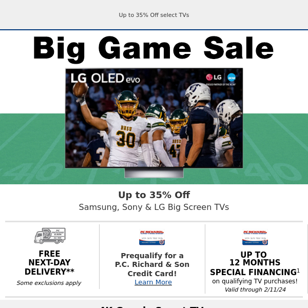 Big Game TV Sale starts now!