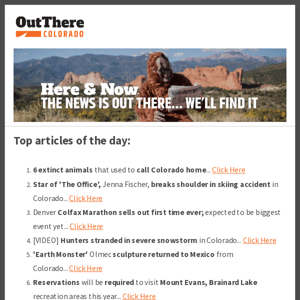 ⛰️ Hunters stranded in snowstorm; TV star injured in skiing accident; Timed-entry at 14er; & More