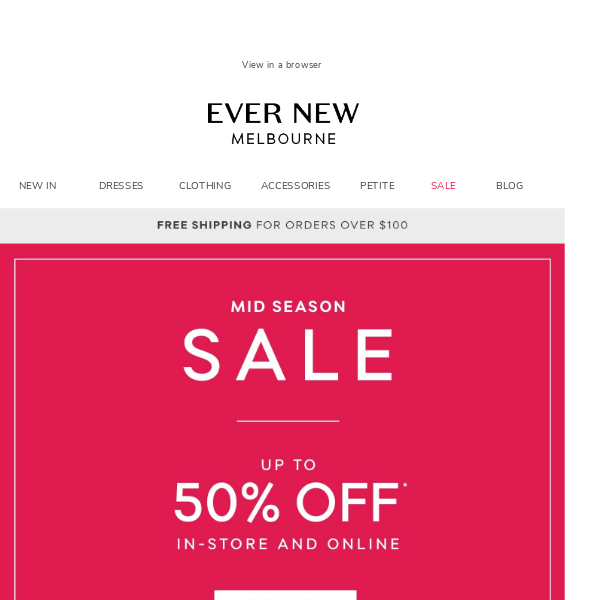 Mid Season Sale starts now | Up to 50% off*