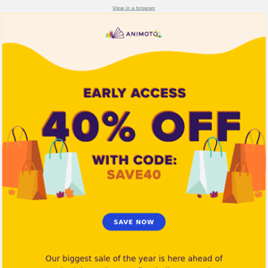 Hi there, you’re first in line to get 40% off